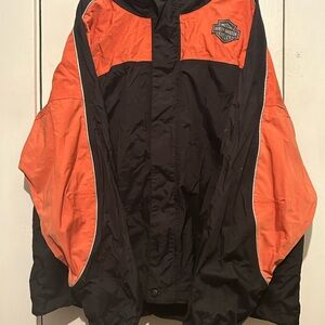 Harley-Davidson Reflective Riding Rain Jacket Men's Black and Orange Size 3XL